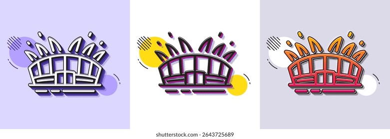 Arena stadium line icon. Halftone dotted pattern. Gradient icon with grain shadow. Sport complex sign. Championship building symbol. Line arena stadium icon. Various designs. Vector