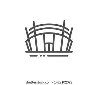 Arena stadium line icon. Sport complex sign. Championship building symbol. Quality design element. Linear style arena stadium icon. Editable stroke. Vector