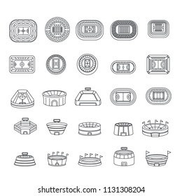 Arena stadium sport scene icons set. Outline illustration of 25 arena stadium sport scene vector icons for web