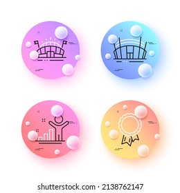 Arena stadium, Success and Winner minimal line icons. 3d spheres or balls buttons. Sports arena icons. For web, application, printing. Sport complex, Award reward, Best result. Event stadium. Vector