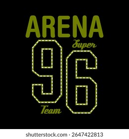 ARENA Super team 96, Graphic design print sports t-shirt fashion, illustration, vector, posters, cards, stickers, mug
