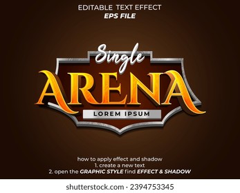 arena  text effect, font editable, typography, 3d text for medieval fantasy rpg games. vector template