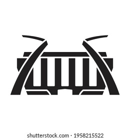 Icono negro vector de arena. Estadio de ilustración vectorial sobre fondo blanco. Icono de ilustración negra aislada de arena y estadio.