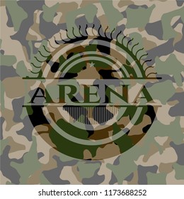 Arena written on a camo texture