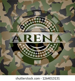 Arena written on a camo texture