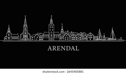 Arendal with Norway City skyline silhouette.