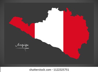 Arequipa map with Peruvian national flag illustration