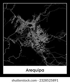 Arequipa Peru South America City map black white vector illustration