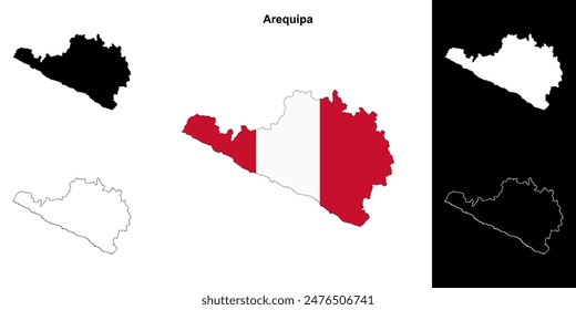 Arequipa region outline map set