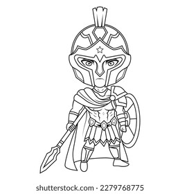 Ares chibi mascot line art