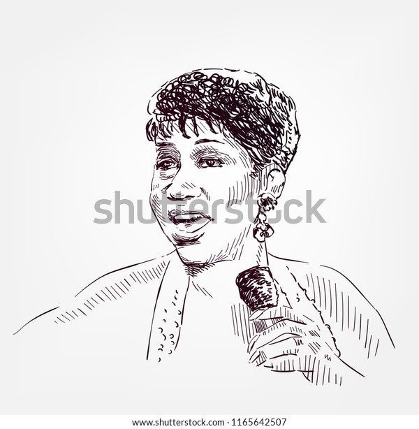 Aretha Franklin Vector Sketch Portrait Stock Vector (Royalty Free