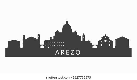 Arezzo Italy Skyline Silhouette with Cityscape Vector.