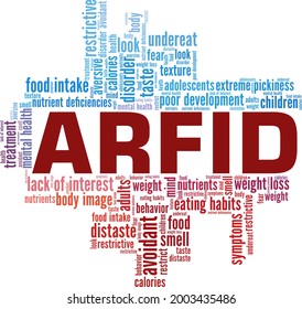 ARFID - Avoidant Restrictive Food Intake Disorder vector illustration word cloud isolated on a white background.