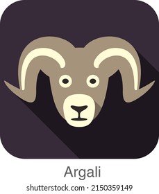 Argali animal face icon, vector illustration