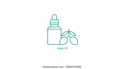 Argan Oil Dropper Vector Icon, Hair Care, Skin Hydration
