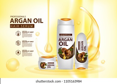 Argan Oil Hair Care Protection Contained In Bottle Background 3d Illustration