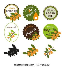 Argan oil labels and elements