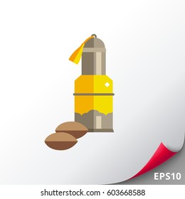 Argan oil and seeds vector icon