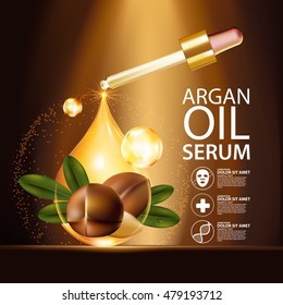 argan oil Serum and Background Concept Skin Care Cosmetic.