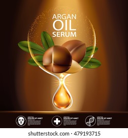 argan oil Serum and Background Concept Skin Care Cosmetic.