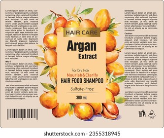 Argan Shampoo Label Design Vector, Shampoo, Vektordesign, EPS-Paket, Haarshampoo Label-Design, Arganöl-Extrakt