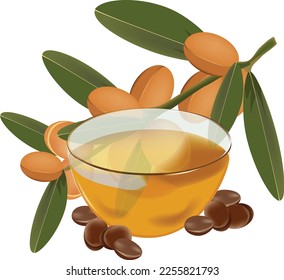 argan-oil in the cup is fruit-