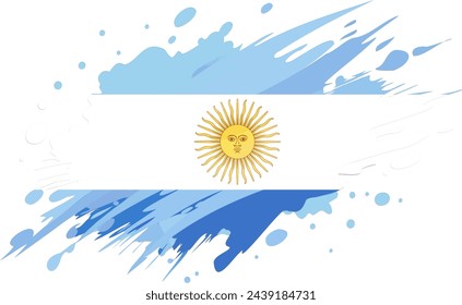 Argentin flag painted with Grunge brush stroke, watercolor flag style.