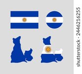 Argentina 1819 national map and flag vectors set....