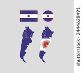 Argentina 1840 national map and flag vectors set....