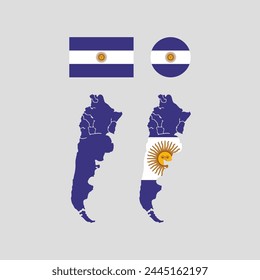 Argentina 1929 national map and flag vectors set....