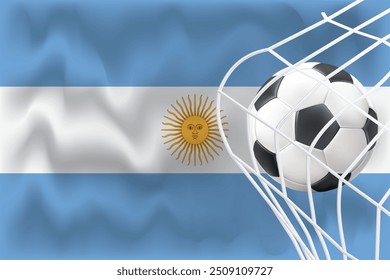 Argentina 3D flag, Argentina waving flag vector file, editable file for social media, Argentina flag with football and net.