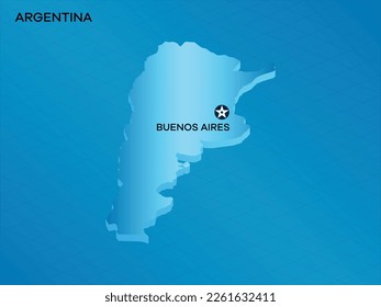 Argentina 3D Isometric map with Capital Mark Buenos Aires Vector Illustration Design