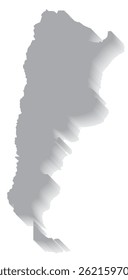 Argentina. 3D Map Outline. Contour map. 3D image