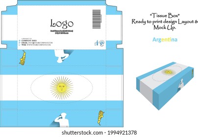 Argentinien - 3d Mock-up Tissue Box Design Konzept nationale Flagge - bereit zum Drucken Vektorgrafik.