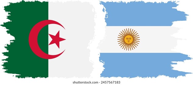 Argentina and Algeria grunge flags connection, vector