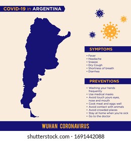 Argentina - American Continent Countries. Covid-29, Corona Virus Map Infographic Vector Template EPS 10.