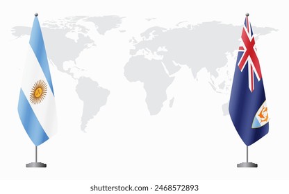 Argentina and Anguilla flags for official meeting against background of world map.