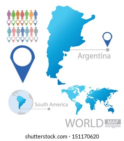 Argentina. Argentine Republic. south america. World Map. vector Illustration.