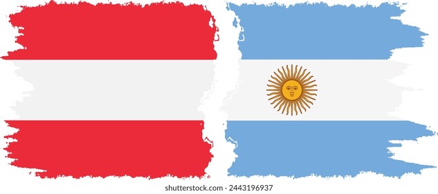 Argentina and Austria grunge flags connection, vector