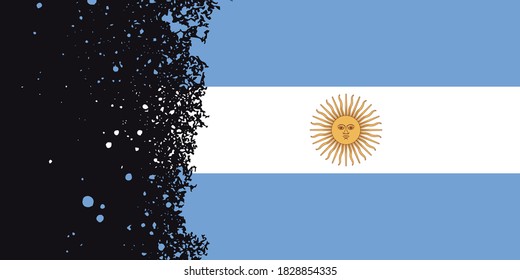 Argentina. Background with a flag. Close-up with an uneven edge. A cropped, torn brushstroke. National symbol.