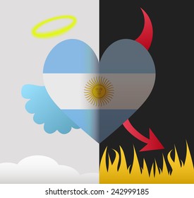 Argentina background of a heart half demon half angel
