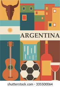 Argentina background icon set