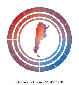 Argentina badge. Bright gradient logo of country in low poly style. Multicolored Argentina rounded sign with map in geometric style for your infographics.