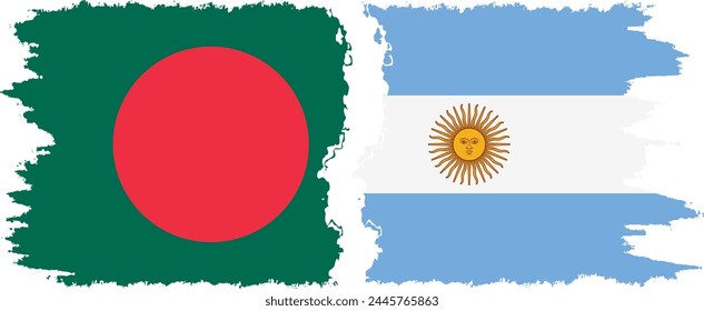 Argentina and Bangladesh grunge flags connection, vector