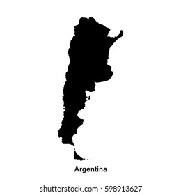 Argentina black map,border with name of country