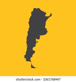 Argentina black map,border on orange background. Vector illustration.