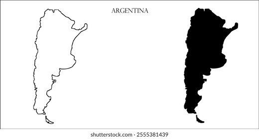 Argentina Blank Map, Argentina Map Outline Vector Images