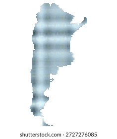 Mapa de Vector punteado azul de Argentina con fondo transparente para la adopción de Fintech. Mapa de Argentina en estilo punteado.