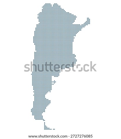 Argentina Blue Dotted Vector Map with Transparent Background for Fintech Adoption. Map of Argentina in  dotted style.