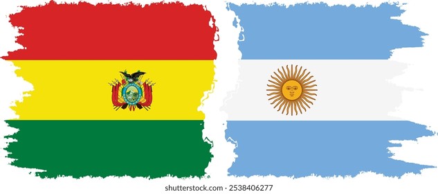 Argentina and Bolivia grunge flags connection, vector